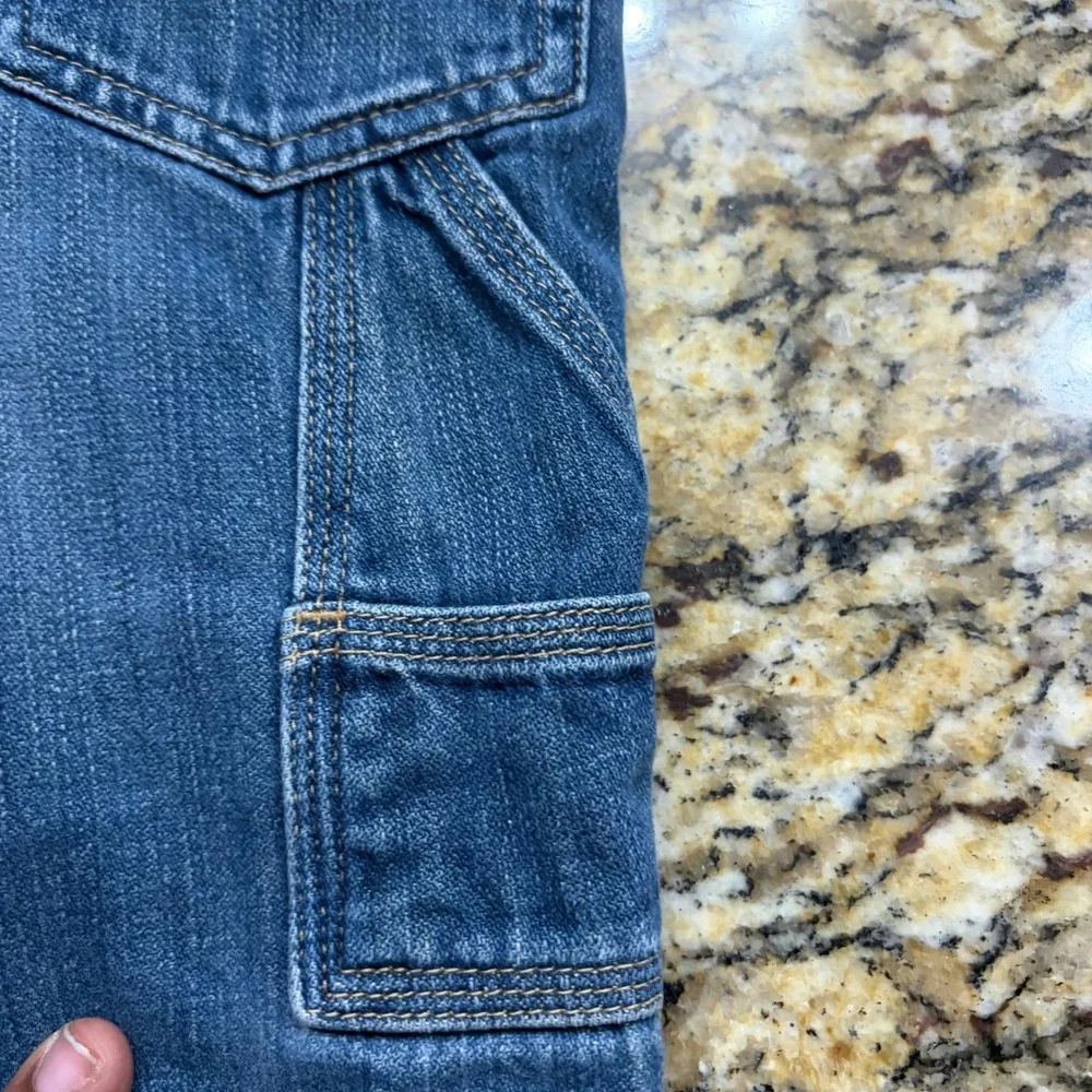 Vintage Old Navy Denim Boy 5T Carpenter Jeans Fleece Lined Camo Blue Pants